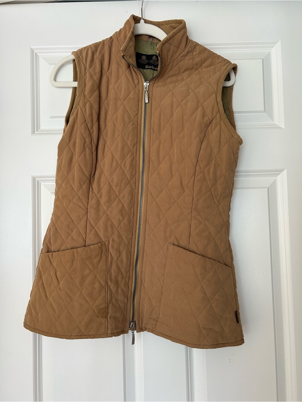 Barbour Quilted Sleeveless Vest in Tan/Camel